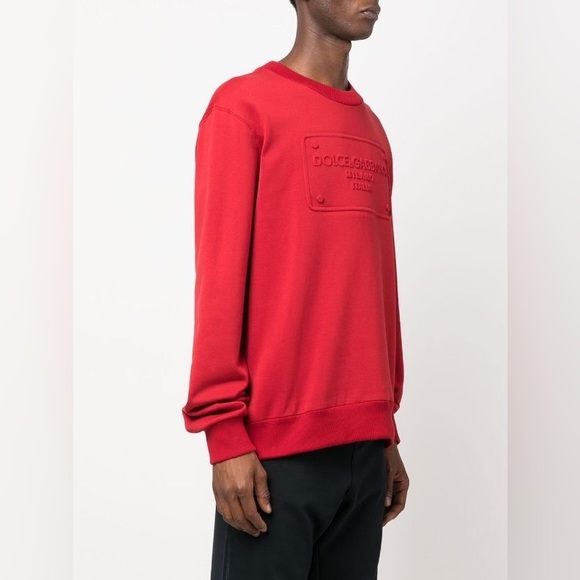 EUC Men’s X-Small (Italian Size 44) Dolce & Gabbana Logo-embossed Sweatshirt Red - Picture 5 of 16
